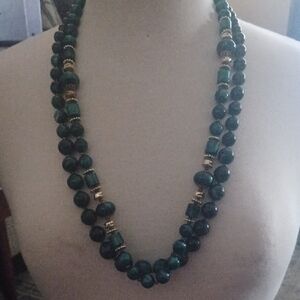 2 Elegant Green Beaded Necklace